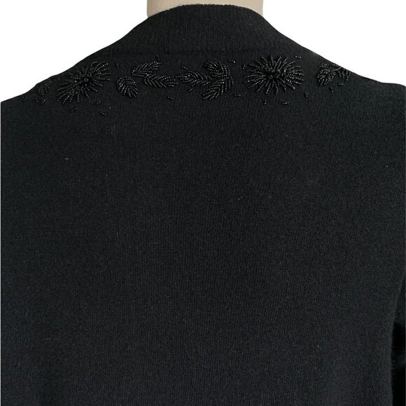 Talbots S Lambswool Nylon Angora Beaded Black Cardigan Shrug Sweater Retro 185J - Picture 7 of 9